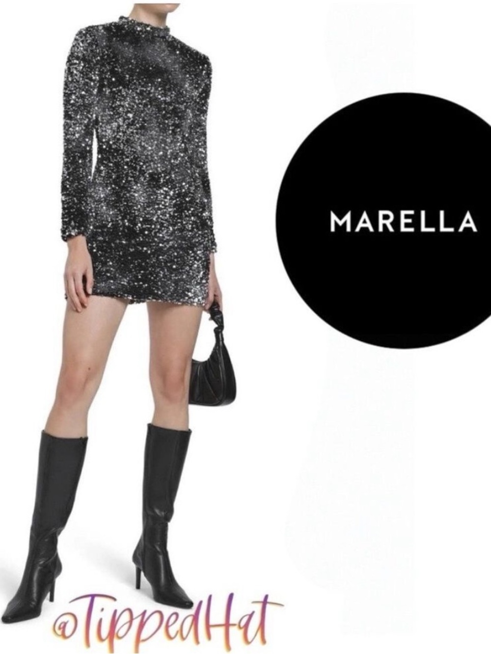 NWT $395 MARELLA Nover Sequin Over Velvet Mini Dress
